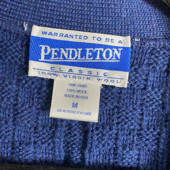 Vintage Pendleton Sz M Women's 100% Virgin Wool Sweater Vest Button Front Navy - Picture 4 of 8
